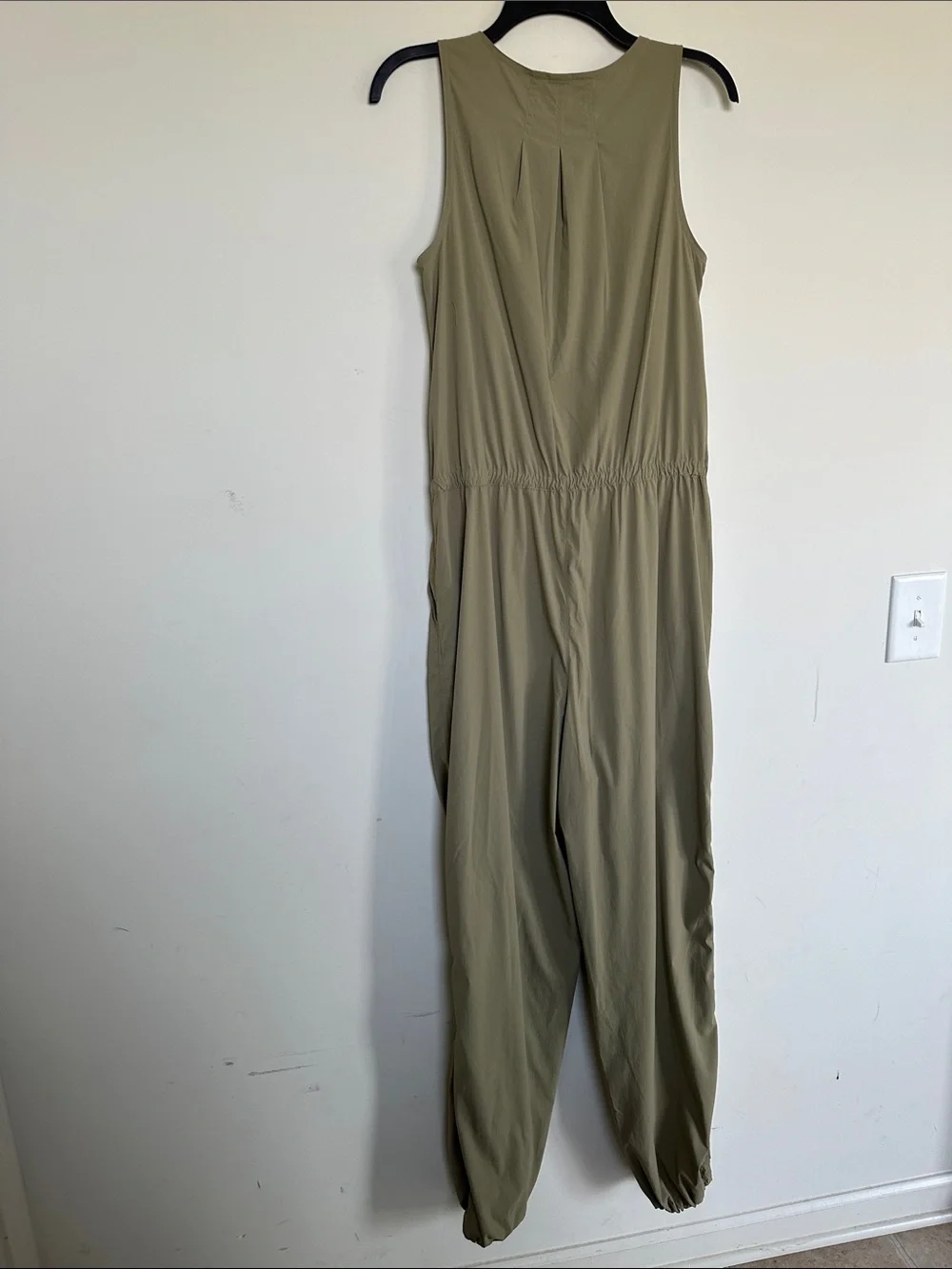 Athleta Olive Green Sleeveless Zip-Front Jumpsuit